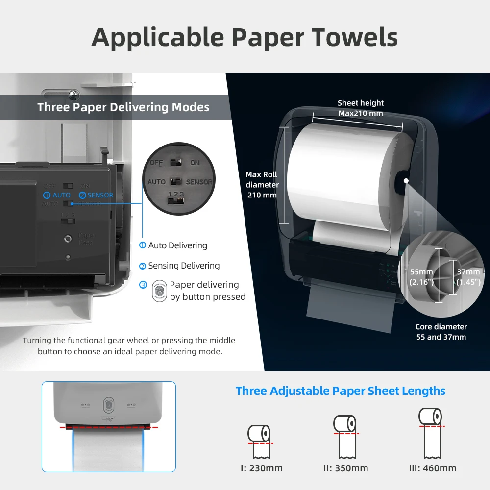 SVAVO Sensor Automatic Hand Roll Tissue Dispenser for Public Toilet Automatic Paper Towel Dispenser