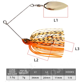 CHEERY 7.5g 22cm Gold Shiner Spinnerbaits Luminous Colorful Skirts Metal Jig Head for Freshwater Saltwater Fishing Rivers Lakes – Metal Jig – view 3