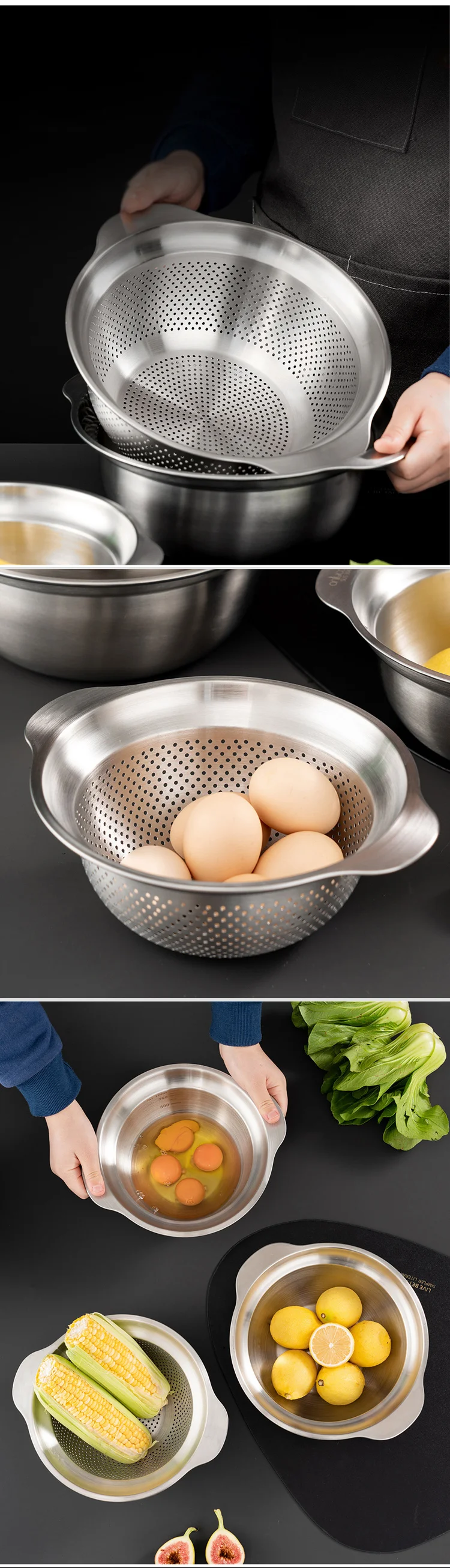 304 Stainless Steel Multifunctional Kitchen Draining Basket Set Rice   H6823a8e883d247d9aa2758567ebc3513G 