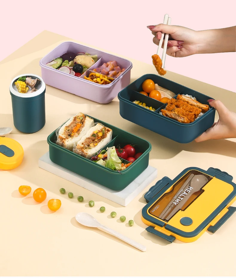 Plastic Lunch Box School Cute Containers Kids Lunch Box Fridge Storage ...