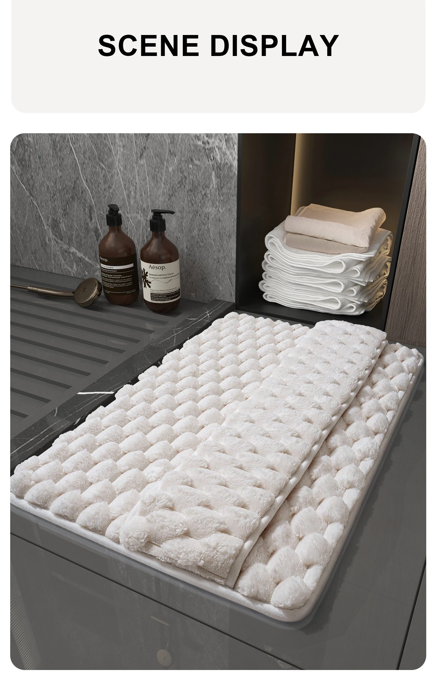 Upgraded thickened memory foam bathroom mat bathroom water-absorbent non-slip foot mat bath wipe foot mat back erasable