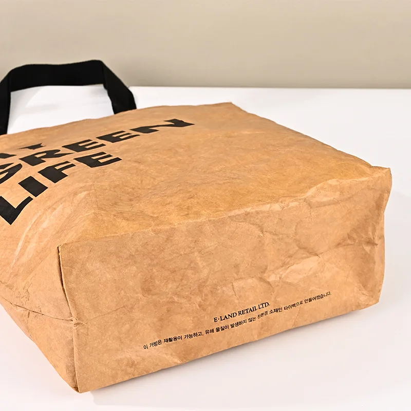 Custom Durable Waterproof Reusable Washable Brown Tote Paper Beach Tyvek Shopping Bag