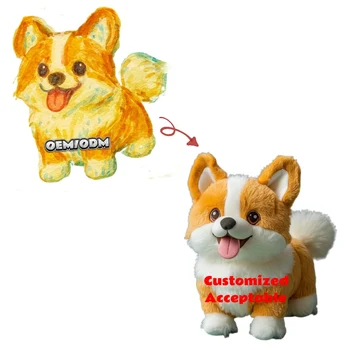 OEM Corgi Little Puppy Personalized Stuffed Animal Plush Toy Kawaii Cartoon Design for Birthday/Party Favors