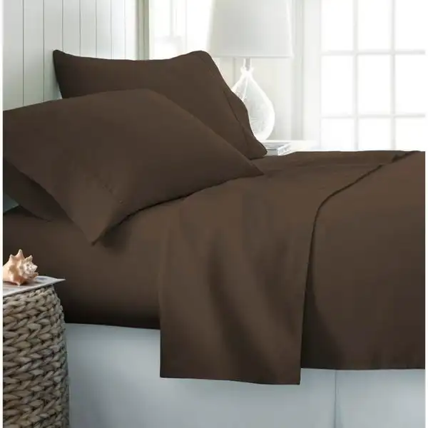 Wholesale Wrinkle Free Hypoallergenic 4pcs Double 200TC Microfiber  Seersucker Polyester Bed Sheet Set details