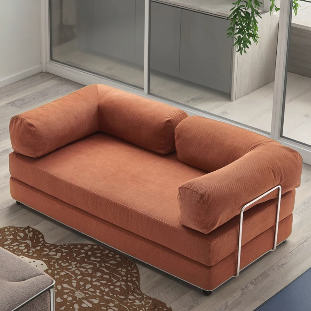 Customisable Scandinavian compression two-seater sofa, high-density foam corduroy material for bedroom living room