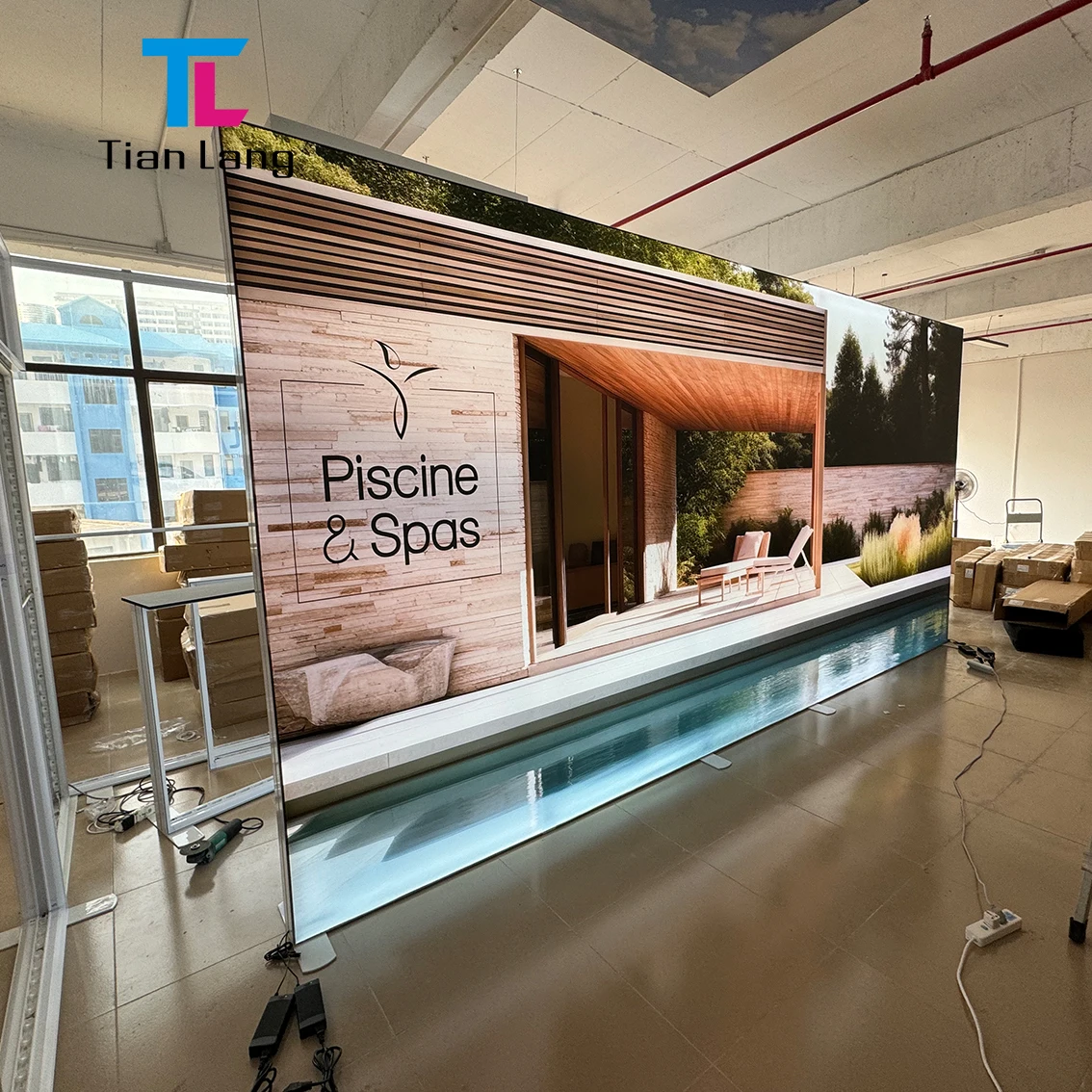 Näitusestoel 10x10 trade show näidiskonnad booth stoel fairly LED metallvalguslumepuu stoel kanevvalguslumepuu