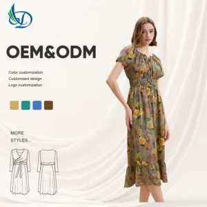 Trendy Custom Floral Sweet Women's Maxi Dress V-neck Sleeveless A-Line Summer Casual Loose Fit