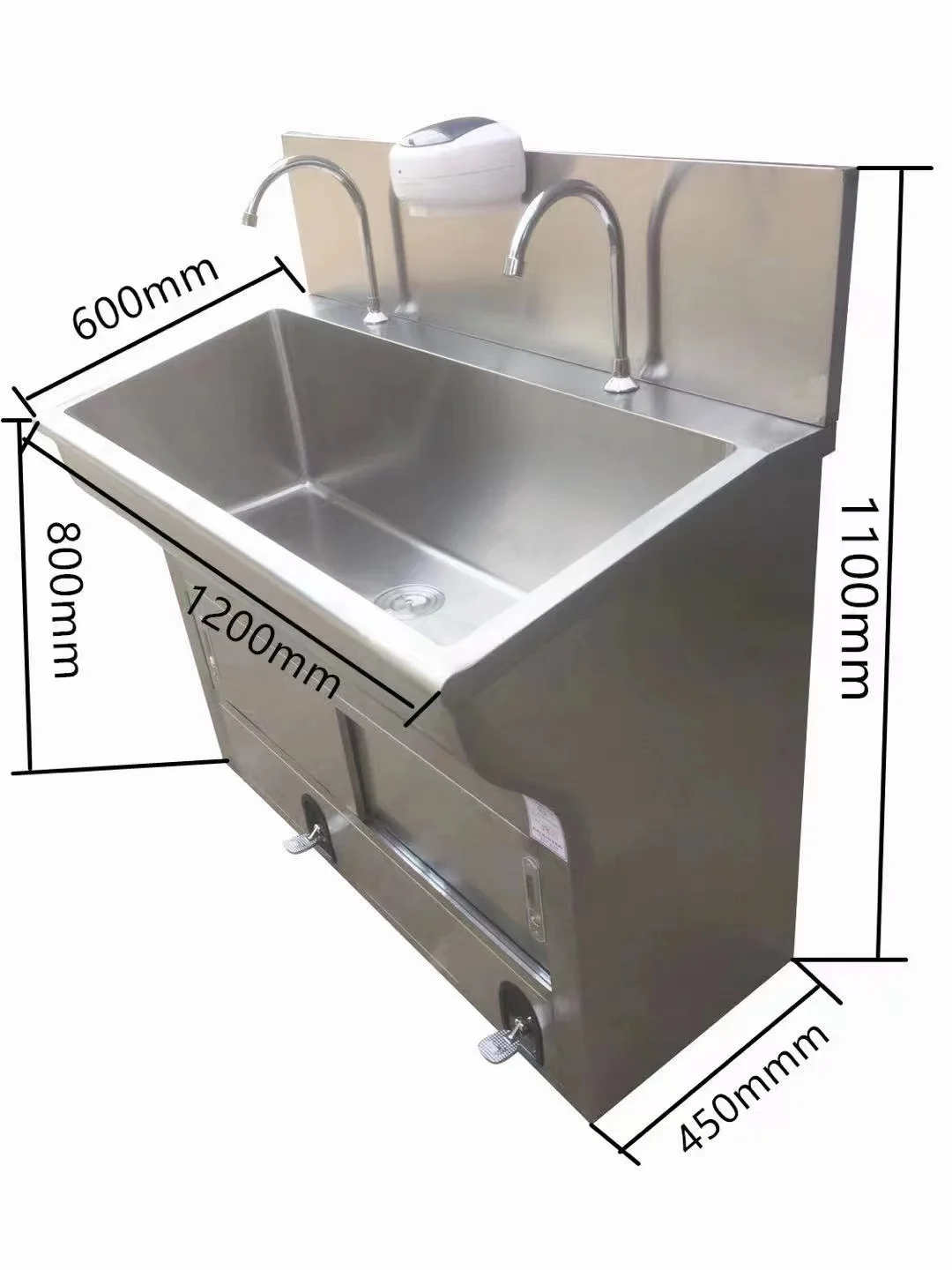 MT Medical WB-L4 Operating Theatre Food Operated Hospital Pedal Operated Hand Wash Sink  Low Back 4 Seat Surgical Hand Wash Sink