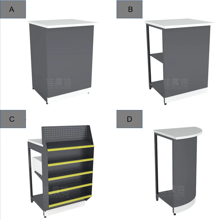 Customized Supermarket Checkout Counter Cash Counter Table Design Steel Cashier Convenient Store Check Out Counter