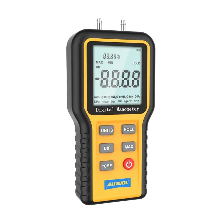 AUTOOL Digital Manometer Test Dual Input Differential Manometer Air Pressure Meter HVAC Gas Pressure Tester