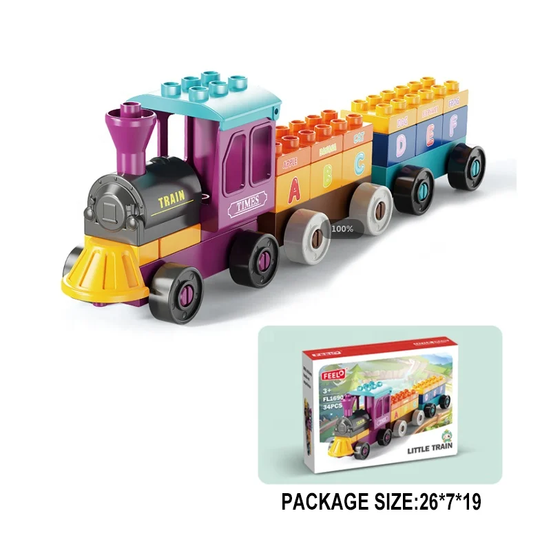 Kids DIY Alphabet Train - 34pcs Building Blocks Toy