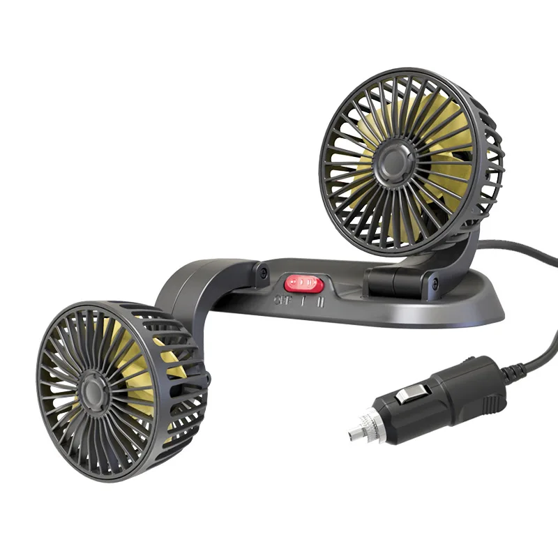 Adjustable 360 degree rotating USB DC12V/24V double head car air cooling fans fan