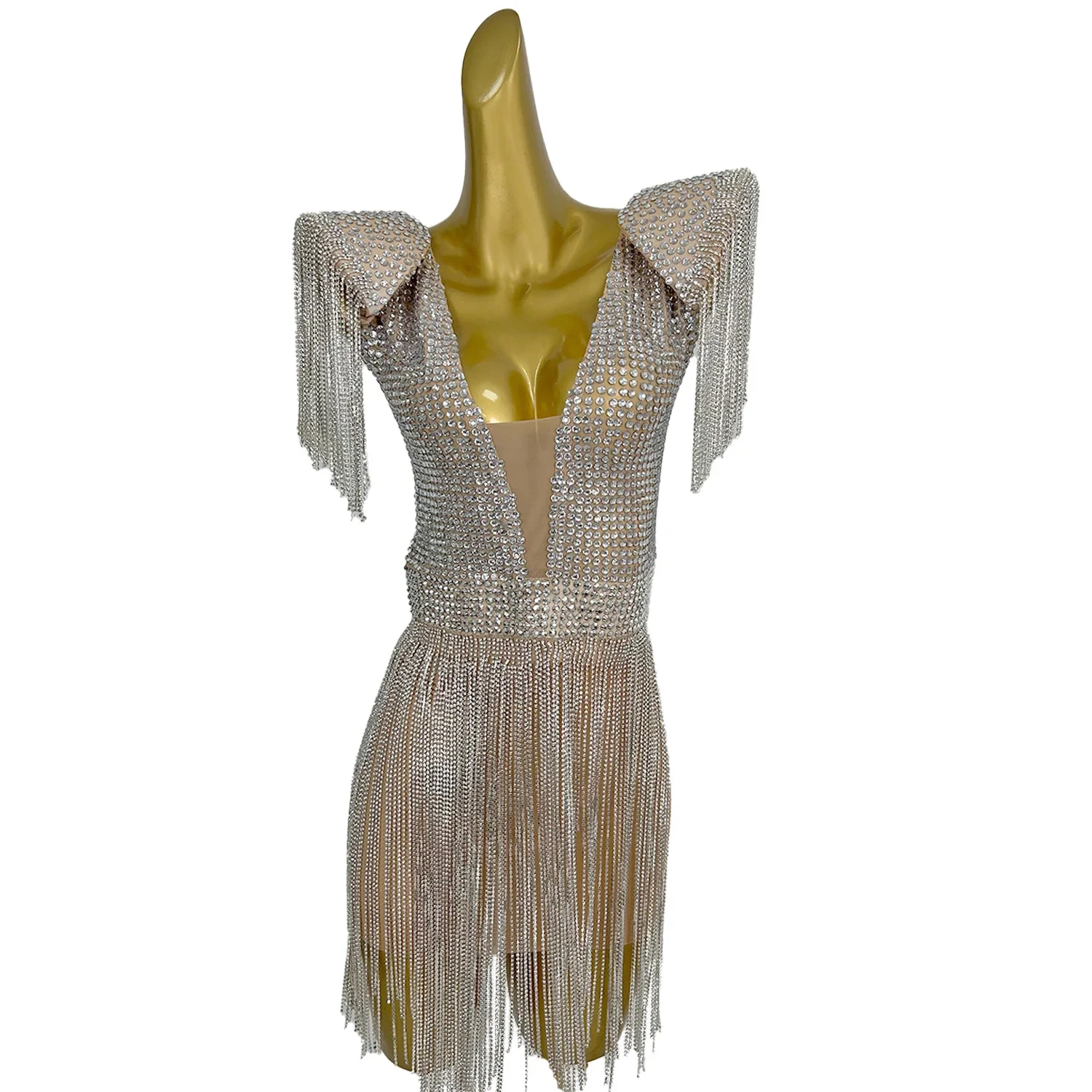 Vestidos Gold Silver Birthday Banquet Dinner Mini Rhinestone Dress Women  Club Party Wear Tassel Short Cocktail Hip Wrapped Dress| Alibaba.com