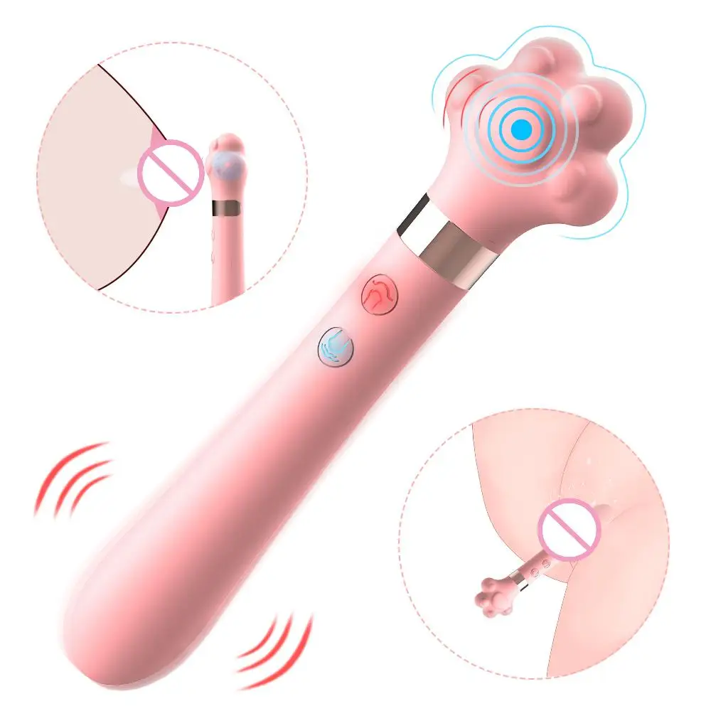 Free Custom Box Cat Claw Double Vibrator Silicone Soft Really Cute Waterproof Stick Masturbation Sex Toy Vaginal Massager