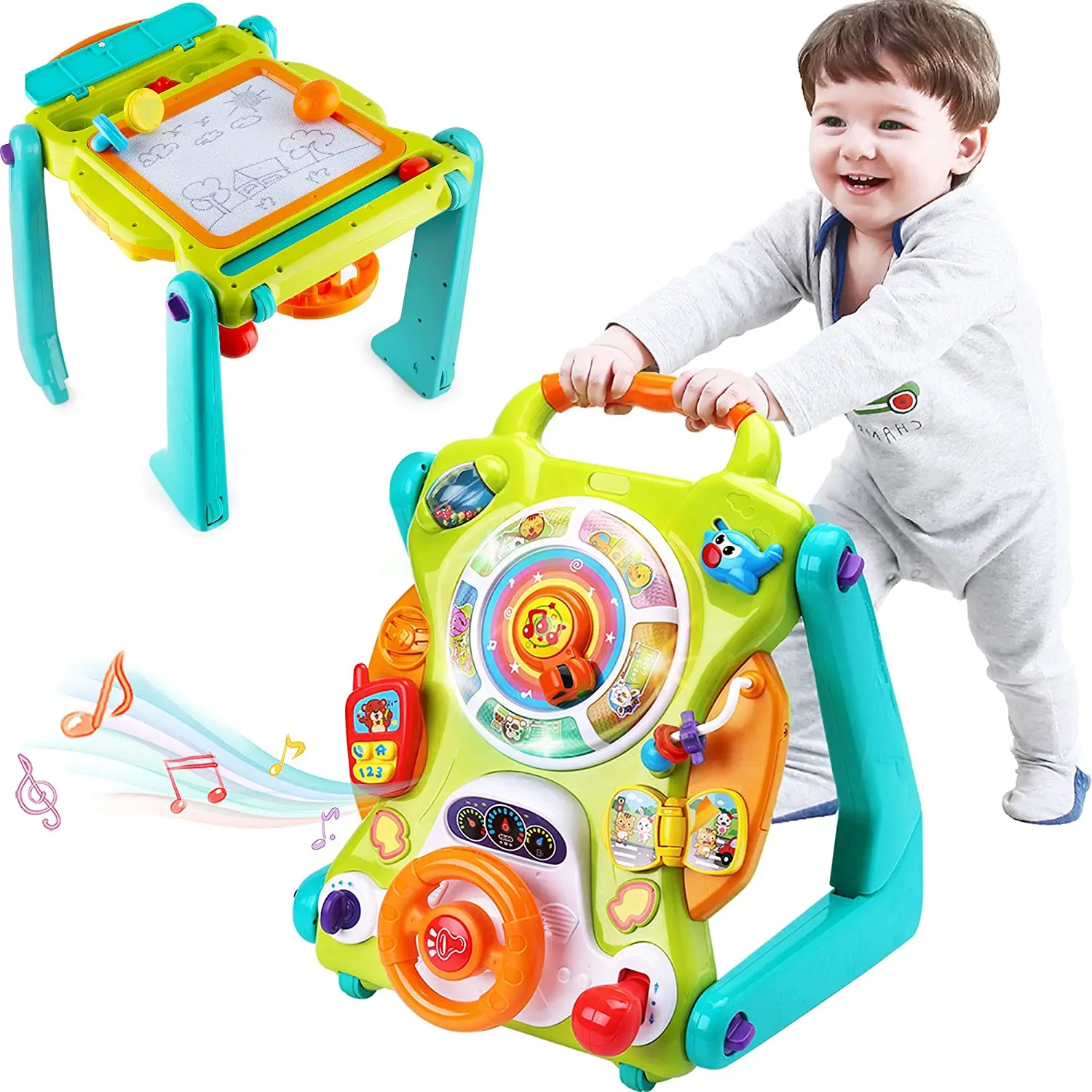 3 in 1 Baby Walker Sit to Stand Spielzeug Kids Activity Center Kleinkinder Musical Fun Table Kinder lernen Walk Spielzeug