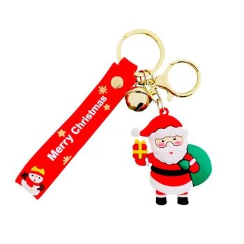 Christmas Men Women Cute  Silicone Keychain Santa Claus  Christmas Gift Backpack Pendant Holiday Gift Car Key Chain