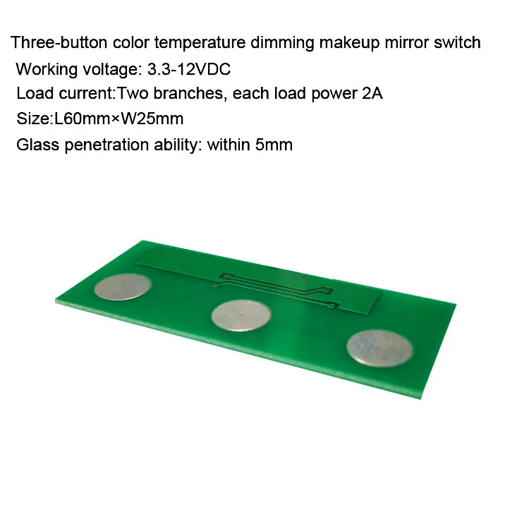 Three Buttons Led Light 12v Capacitive Touch Screen Panel Membrane Switch Dimmer Control Sensor Modular for Mirror