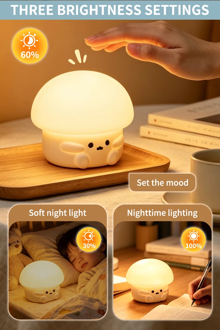 圣诞灯 LED 智能三速可爱硅胶房间小夜灯护眼睡眠氛围拍手灯
