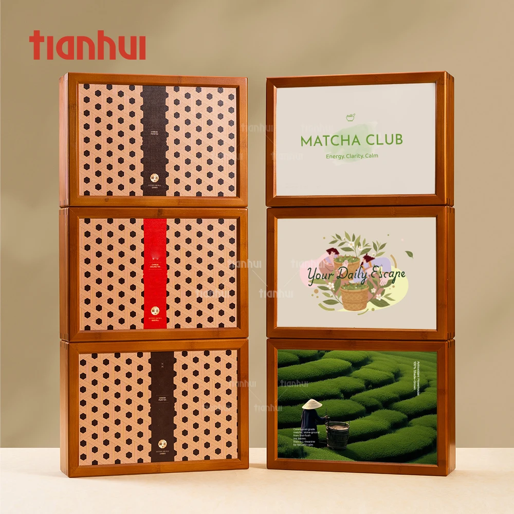 Tianhui Bamboo Gift Box with Interchangeable Inserts, Reusable Brand Packaging