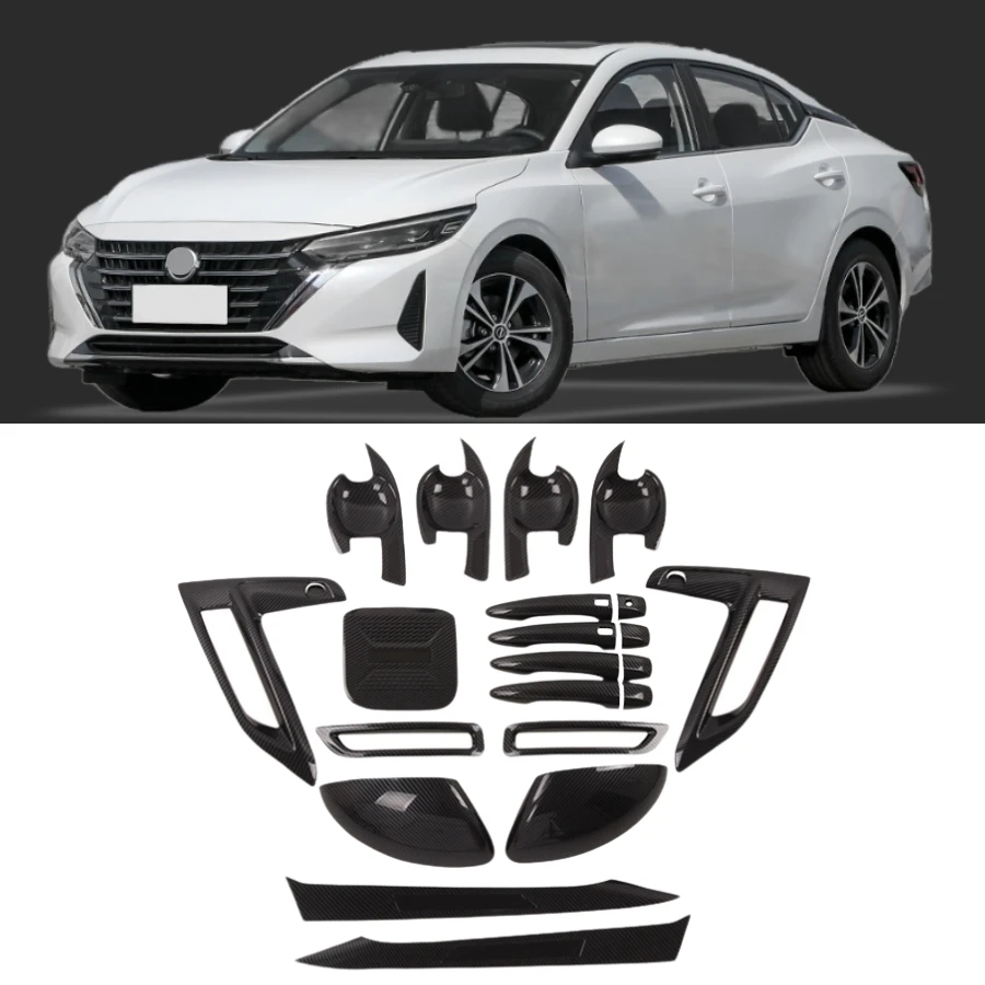 Exterior Trims Kit for Nissan Sentra Sylphy 2020 - 2021 Door Cup Protector Handle Front Fog Lamp Rear Mirror Charging Port Cover