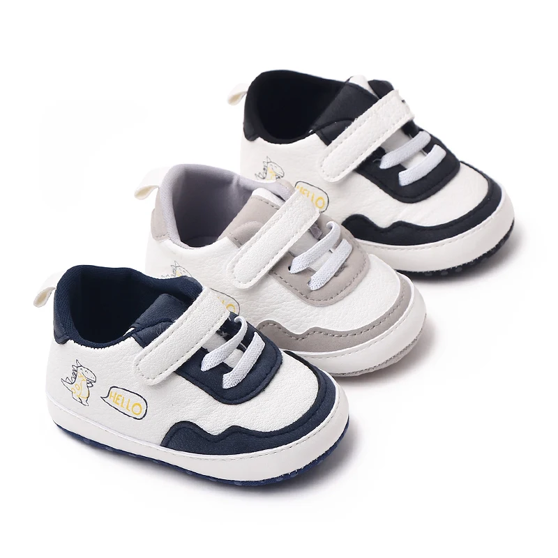 Leather Matching Color Cartoon Dinosaur Baby Soft Sole Fashion Casual Toddler Shoes