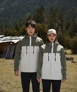 Men's Women's Three-in-One Breathable Zipper Closure Stand Collar Waterproof Windproof Soft Shell for Outdoor Jacket