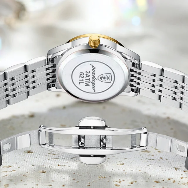 Women\'s Silver Stainless Steel Luxury Elegant Dress Quartz Analog Wrist Watch Amazon.com: Taxau Womens Silver Watch Black Face Elegant  main image 3