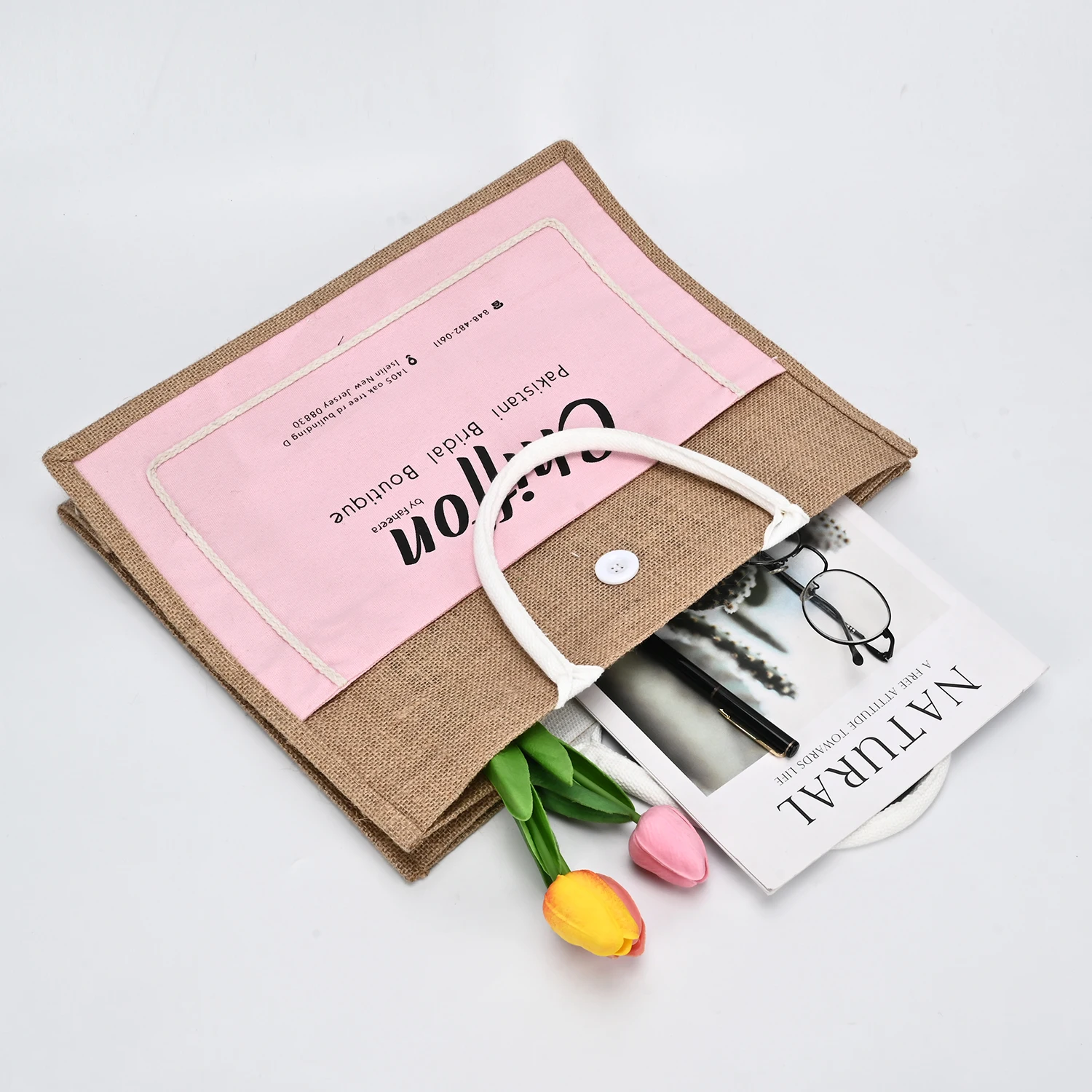 Custom Printing Natural Grocery Shopping Hessian Bags Beach Handbags Jute Gunny Tote Bag Blank Burlap Tote Bag details