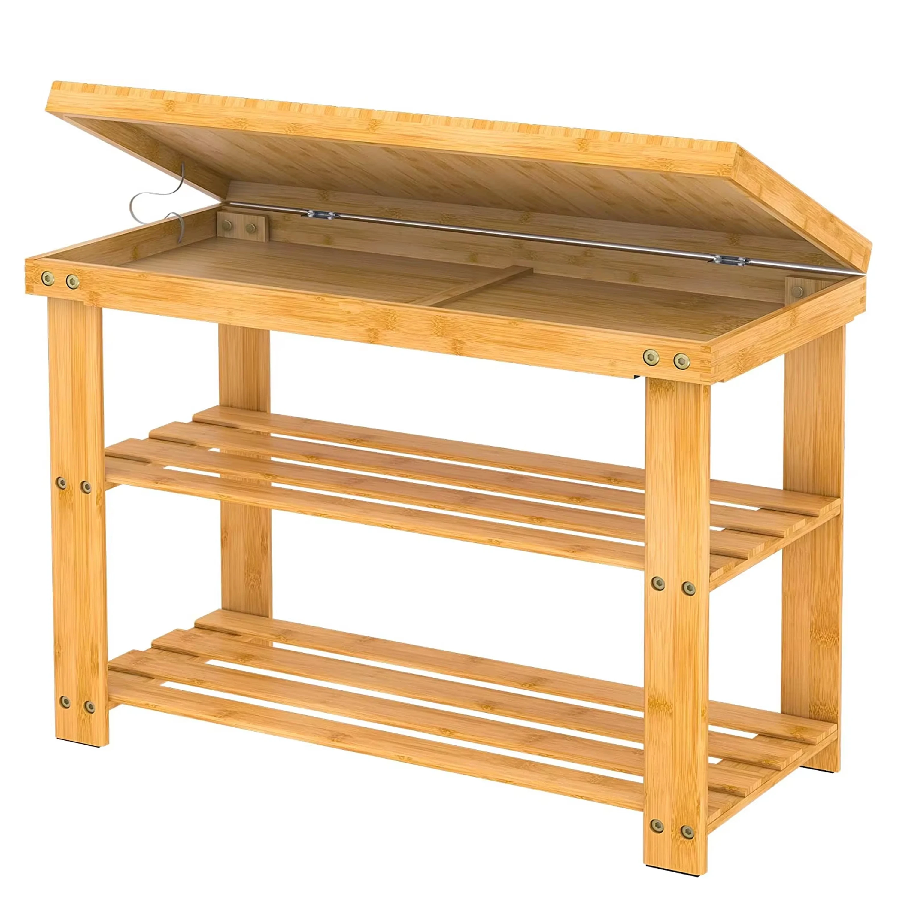 Bamboo Shoe Bench Shoe Rack Wood Bench with Storage Shelf for Entryway Organizer Cabinet Indoor Shoe Storage Station