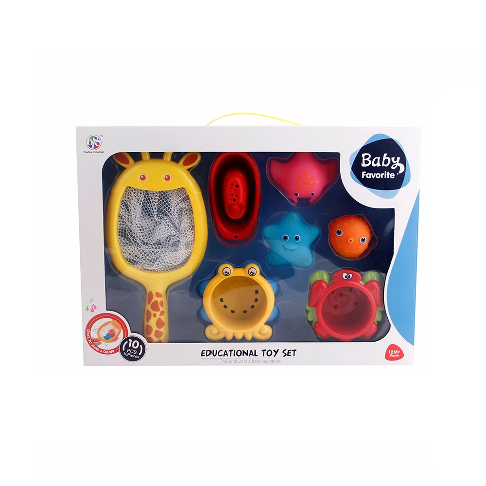 Развивающая резиновая рыболовная сеть для детей, органайзер для раннего развития морских животных, черепахи, Кита, краба, жирафа, игрушки для ванной комнаты и душа