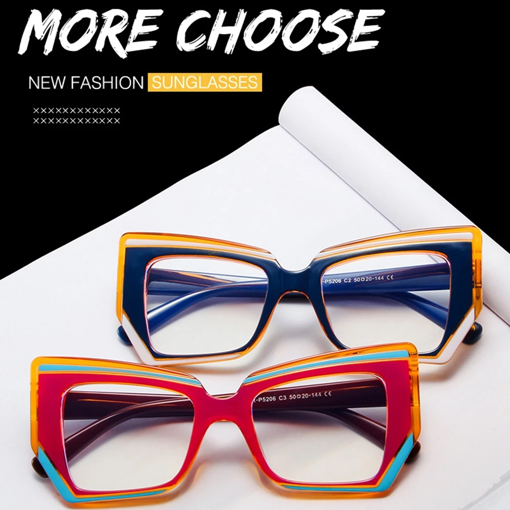 Ready Stock Classic Eyeglasses Retro Frame Handmade Acetate Clear Lens