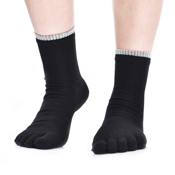 Fashion Men Socks Casual 100% Cotton Black Cheap Toe Socks
