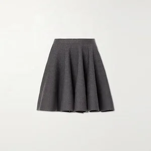 Clothing Manufacturer Custom Spring Summer High Waist Stretch Rib Knit Women Mini Skirt