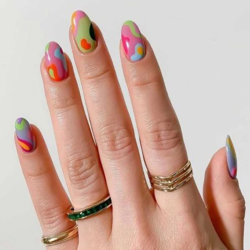 Common Design Black Matte Minimalist Style Acrylic Nails Art Suppliers Almond Faux Ongles Custom Press on Nails