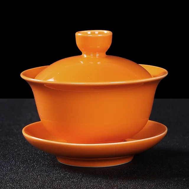 Ceramic Glazed Cover Bowl Tea Cup Tea Making Bowl Household Wedding Kung Fu Tea Set Three Talents Cover Bowl