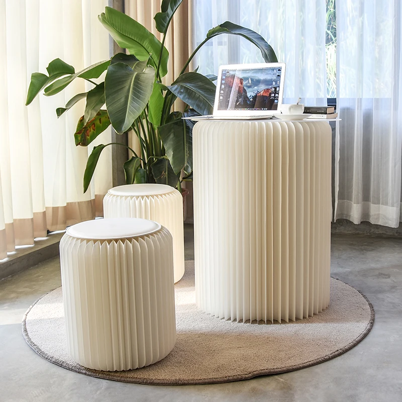 Ihpaper 75cm Accordion Kraft Paper Folding Round Table