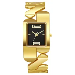 Luxury Women's Watch with Square Steel Case Glass Dial