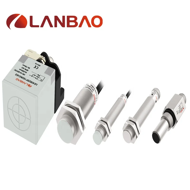 Lanbao NPN PNP 3 или 4 провода DC 10-30 в M12 автоматический индуктивный датчик приближения с сертификацией CE UL