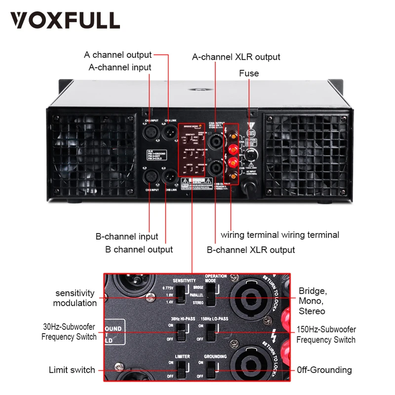 Voxfull 10000 Watt Class-H Power Amplifier CA38 - 1300W Stereo
