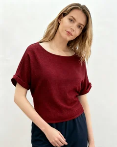 Fashion Women's Short Sleeve Top Solid Color Casual Open Back Tied Short Top for Women