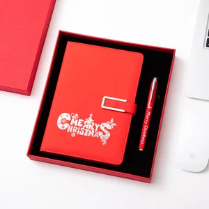 Premium A5 Size Two-Piece Business Stationery Set Christmas Custom Logo Two-Piece PU Leather Notebook School Teacher Souvenir