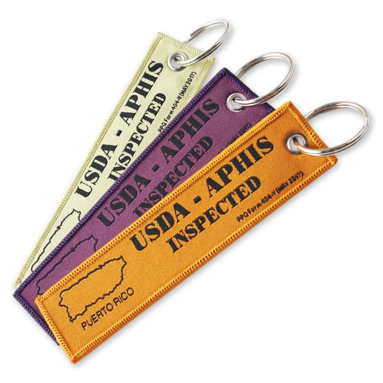 Cheap Fabric Before Flight Key Ring Tag Both Sided logo with Embroidery Keychain Custom