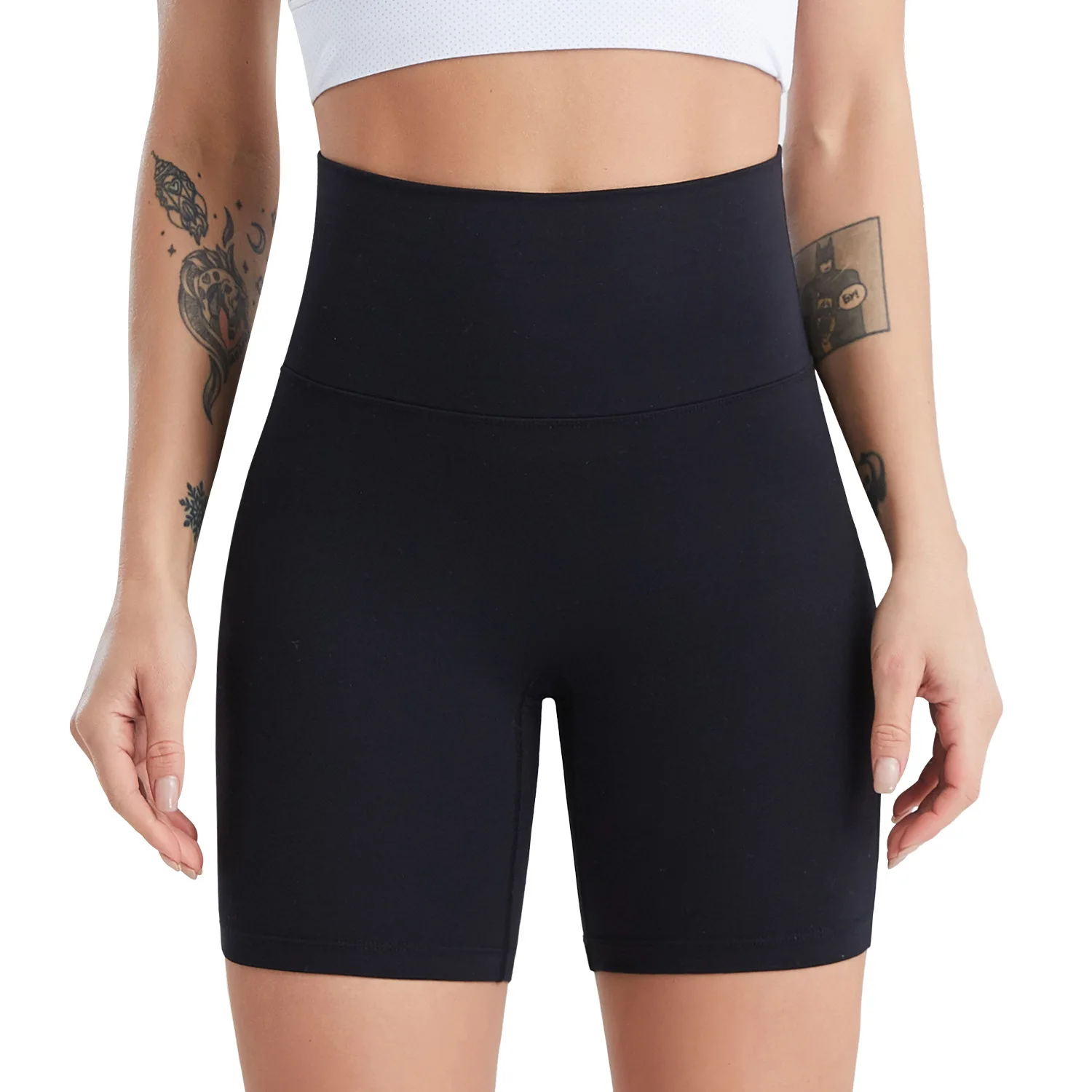 New women's yoga shorts High waist tight butt lift double pockets quick dry workout yoga shorts 2 Piece Crop Top Biker Short Set supplier