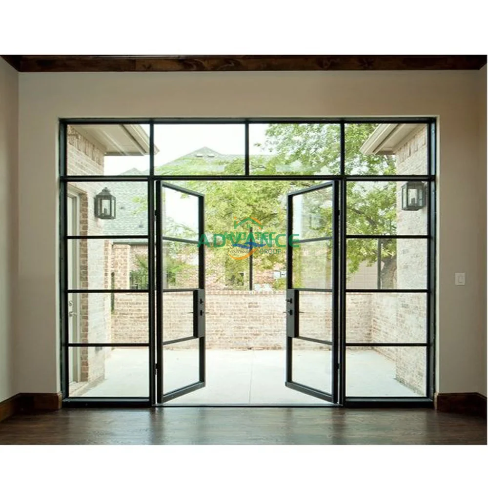 Modern Popular French Wrought Iron Glass Doors Swing Style Steel Interior  Bedroom Kitchen Entry Doors, image size:1000x1000