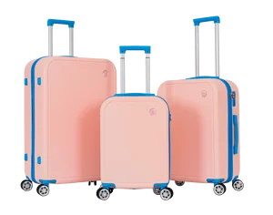 PINK COLOR LADY STYLE 3PCS TROLLEY LUGGAGE WITH FASHIONAL COLOR AIRPLANE WHEELS CONTRASTING COLOR