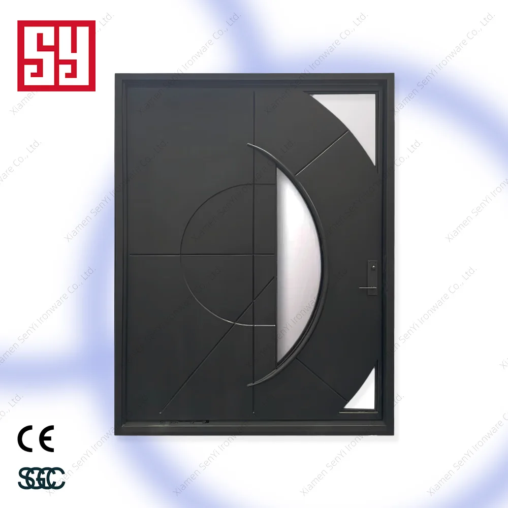 Modern Black Wrought Iron Pivot Door Rotating Door & Folding Rolling Open Style Unique Other Genre Door