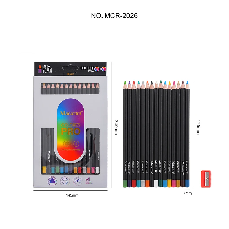 Professional Soft Drawing Pencils 15 Macaron Colours With Sharpener_voghion.com