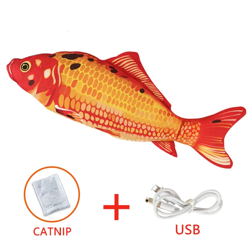 Giocattolo Elettrico Per Gatti A Forma Di Pesce | 30 Cm Con Catnip | Ricaricabile USB | Movimento Realistico