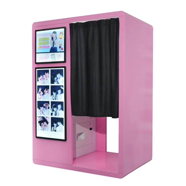 JLJ Support Customization Self-service Instant Photobooth Purikura with Built in Camera pink Photo Booth