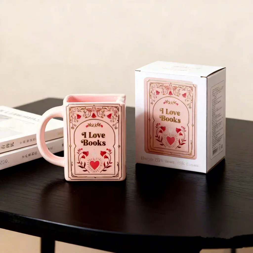 Keramische boekmok met 'I Love Books'-ontwerp, originele koffie- en theemok voor boekenliefhebbers, aanpasbaar als cadeau of woondecoratie